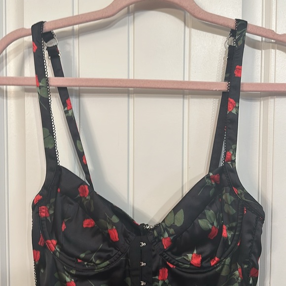 For Love and Lemons Love Song Dress Mini Dress Black Res Flowers Size XS - Picture 3 of 15